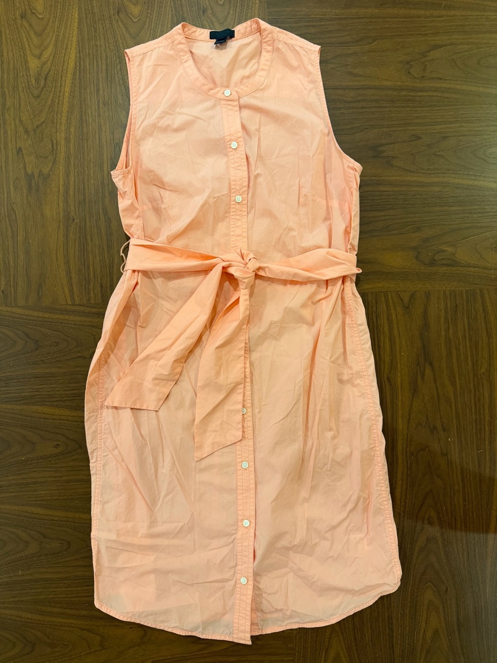 J.Crew Sleeveless Shirt Dress with Tie Waist - Peach Size Small
